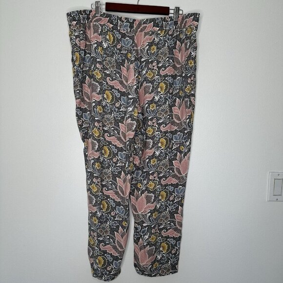 Loft Pull on Pants Size XL Floral Straigth Leg Pockets - Picture 4 of 11